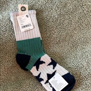 Free People Green and Navy Patterned Socks